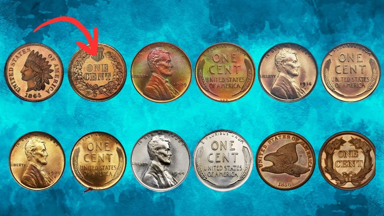 12 Vintage Pennies